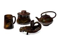 Four Artist Decorated Rookwood Pottery Standard Glaze Table Articles