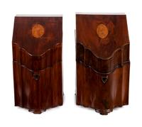 A Pair of George III Satinwood Inlaid Mahogany Knife Boxes