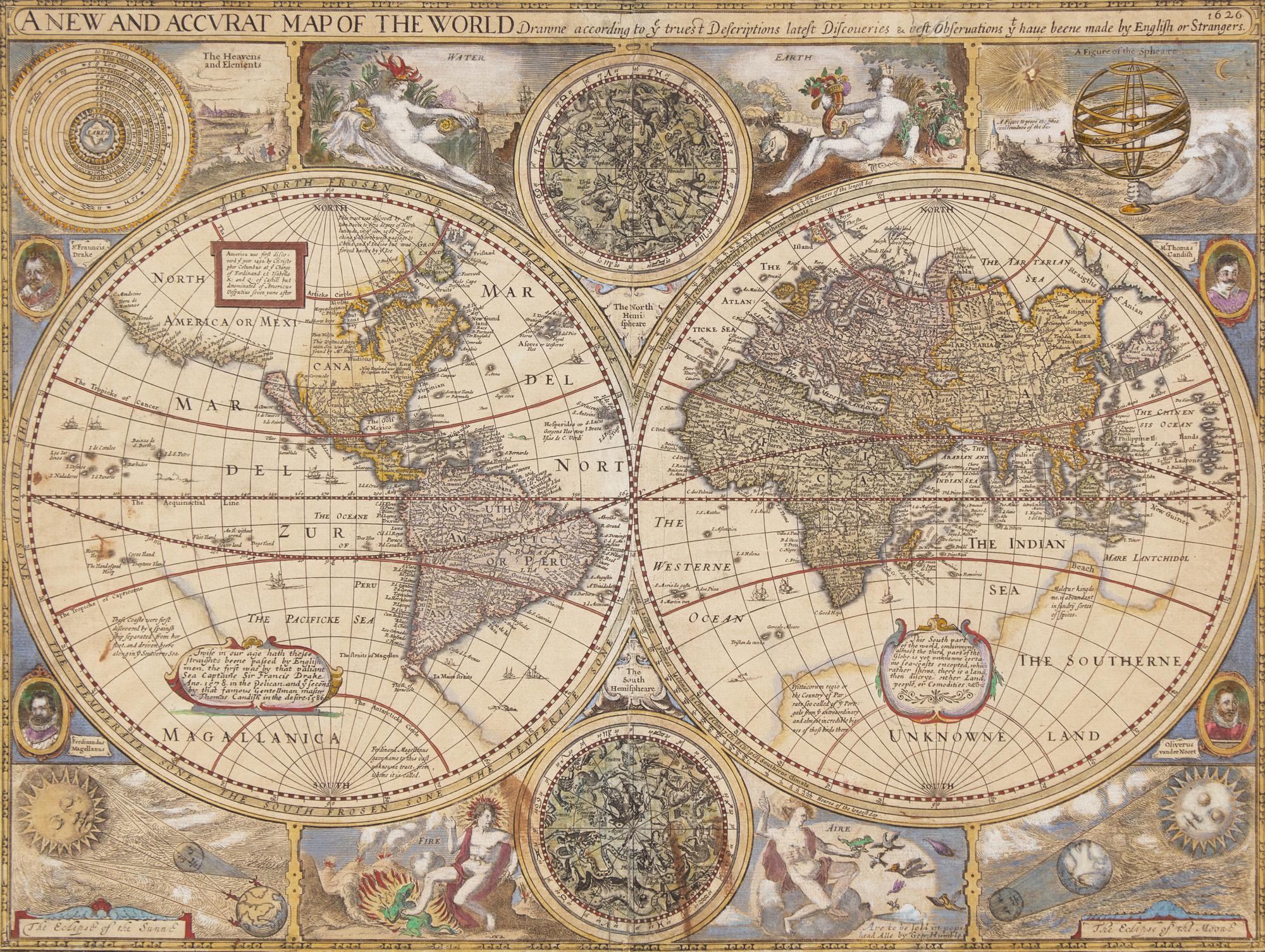 [Maps & Atlases] (Speed, John). A New and Accurat Map of the World Drawne according to ye truest Descriptions latest Discoueries & best Observations yt have beene made by English or Strangers