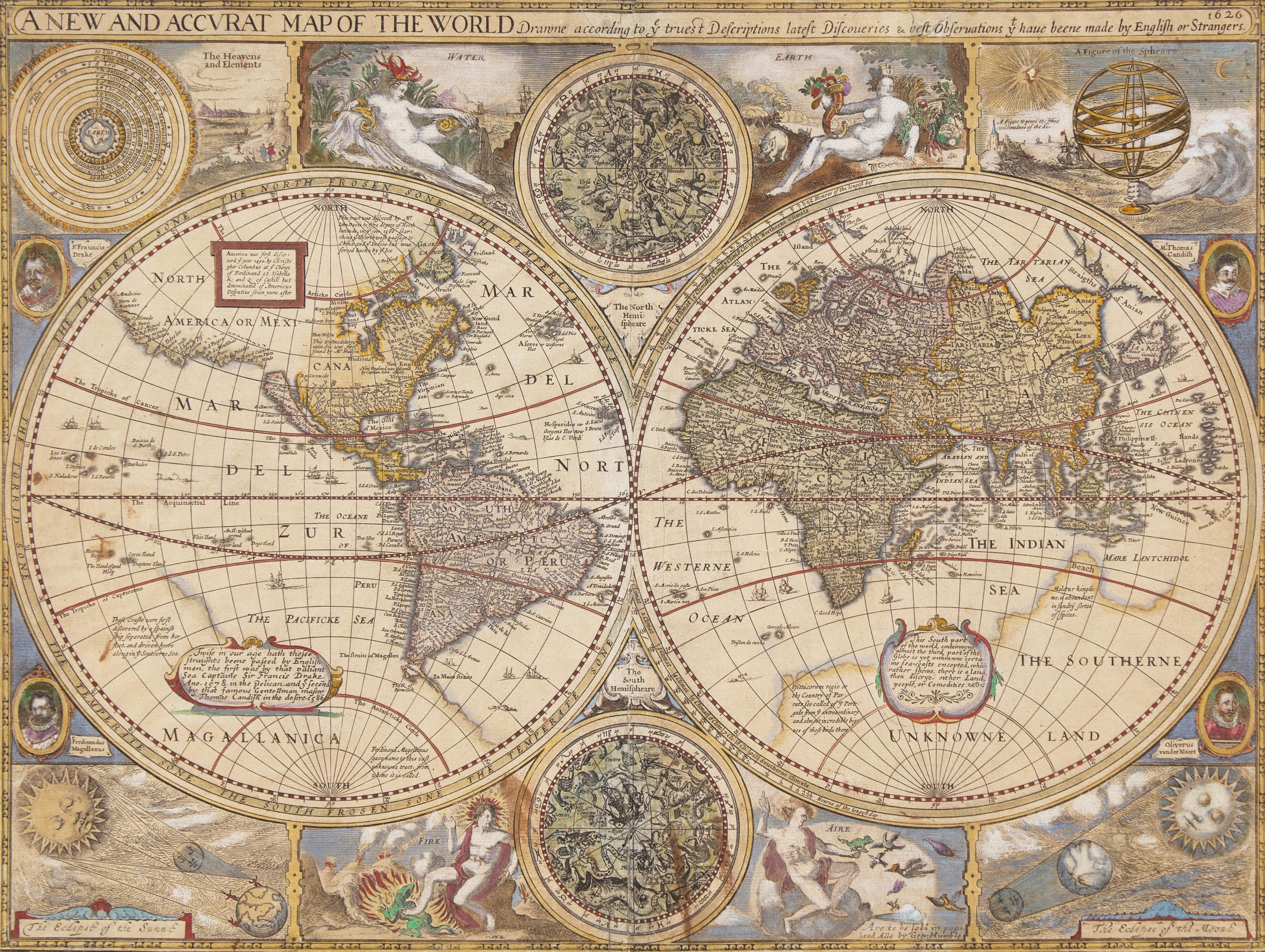 [Maps & Atlases] (Speed, John). A New and Accurat Map of the World Drawne according to ye truest Descriptions latest Discoueries & best Observations yt have beene made by English or Strangers
