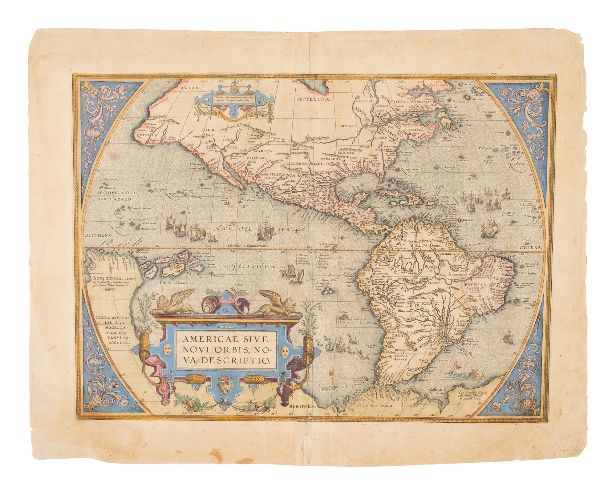 ORTELIUS, Abraham (1527-1598). Americae sive Novi Orbis, Nova Descriptio . [Antwerp, 1612?].