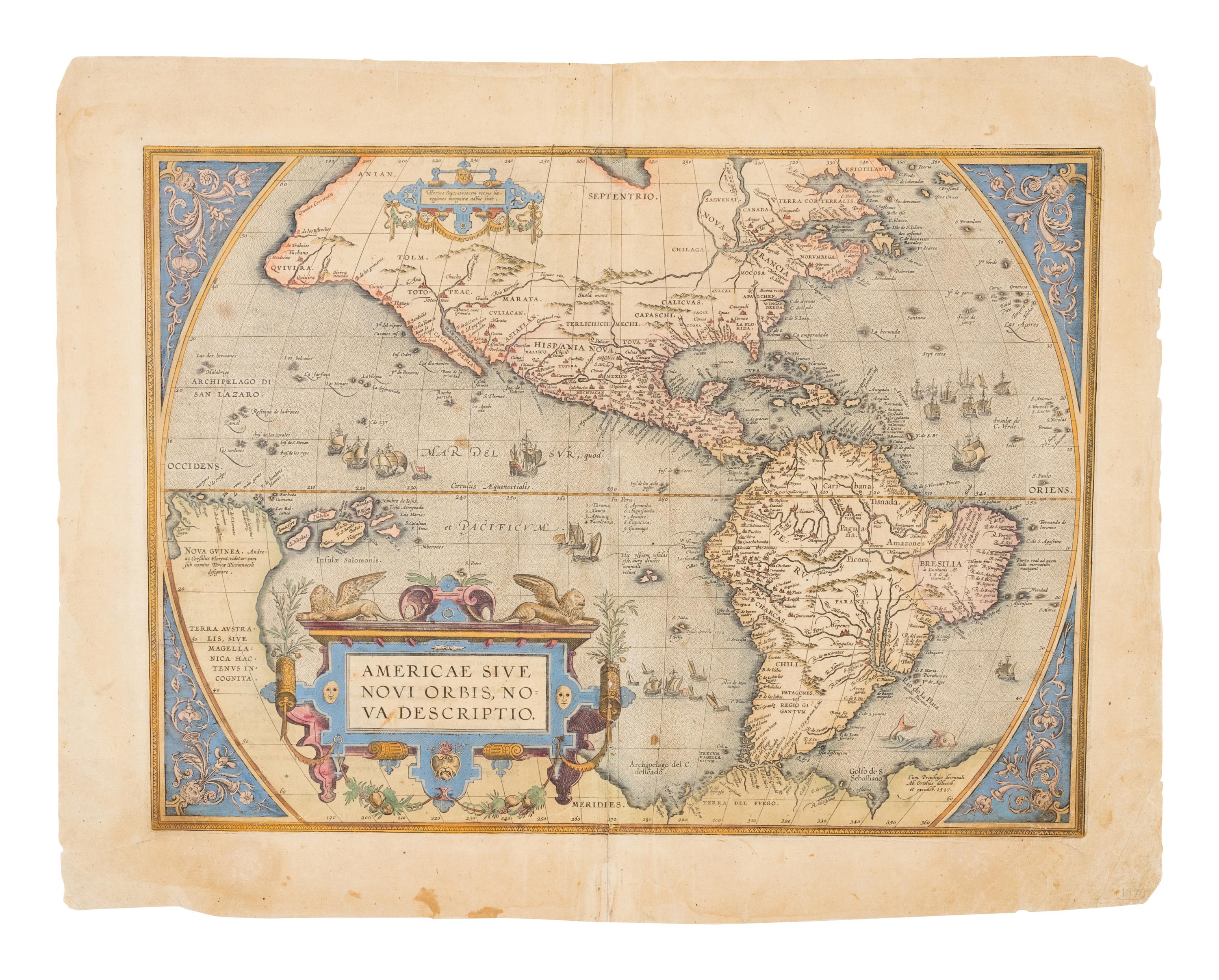 ORTELIUS, Abraham (1527-1598). Americae sive Novi Orbis, Nova Descriptio . [Antwerp, 1612?].