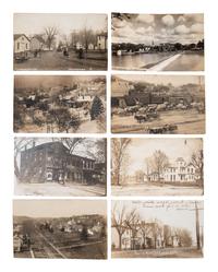 [EPHEMERA]. 42 RPPCs and 27 printed postcards of Ohio towns incl. railroads and bridges.