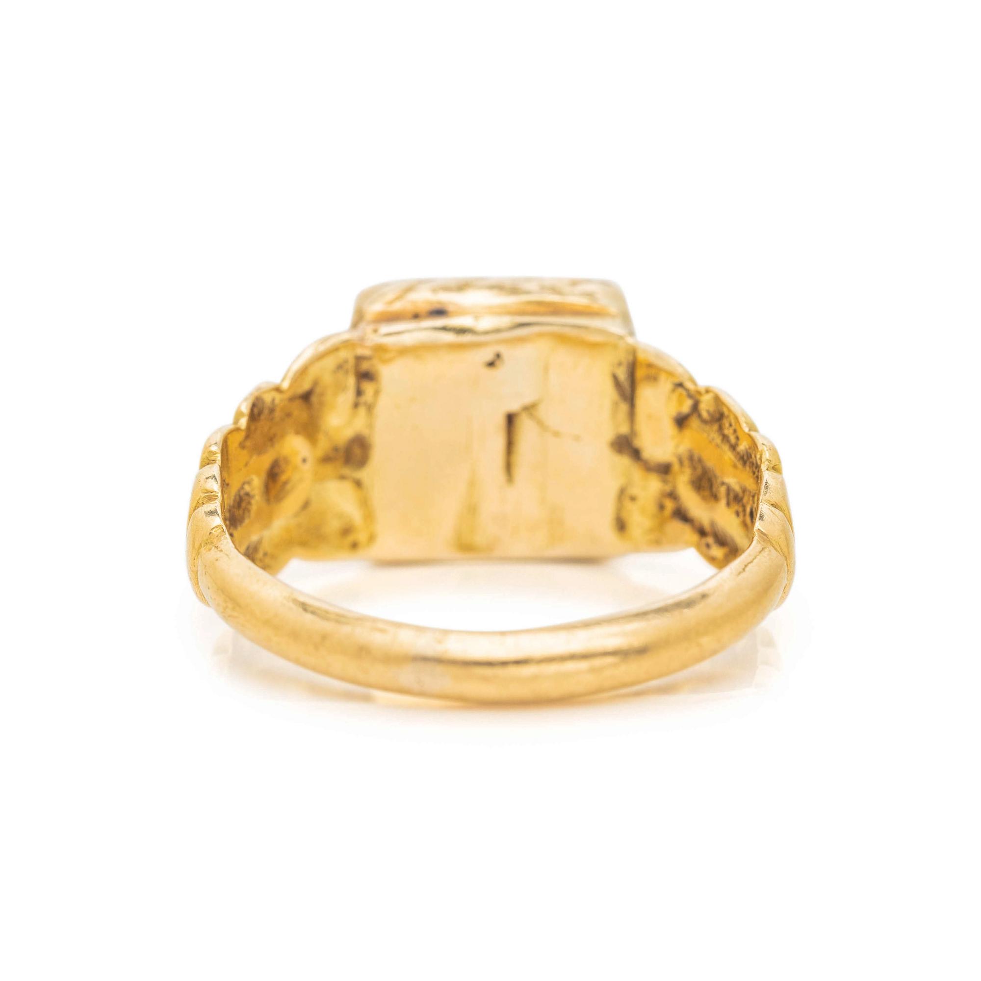 ANTIQUE, YELLOW GOLD AND COLORED DIAMOND RING