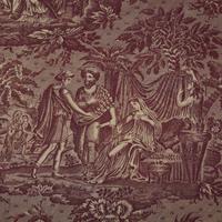 A Quilted Toile Printed Cotton Coverlet in Mulberry