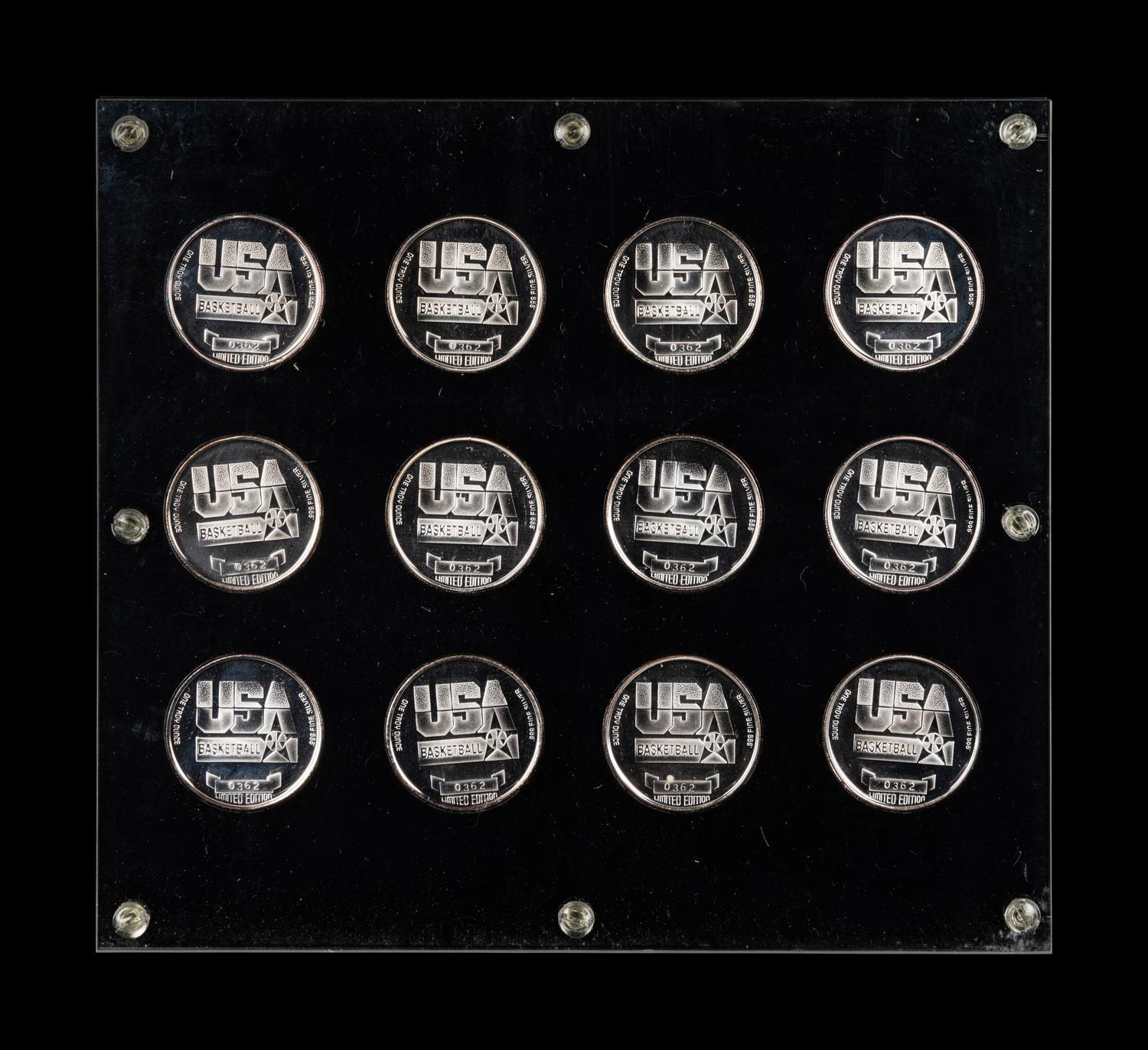 A Matched Number Set of 1992 United States Olympic Basketball Dream Team Silver Coins,