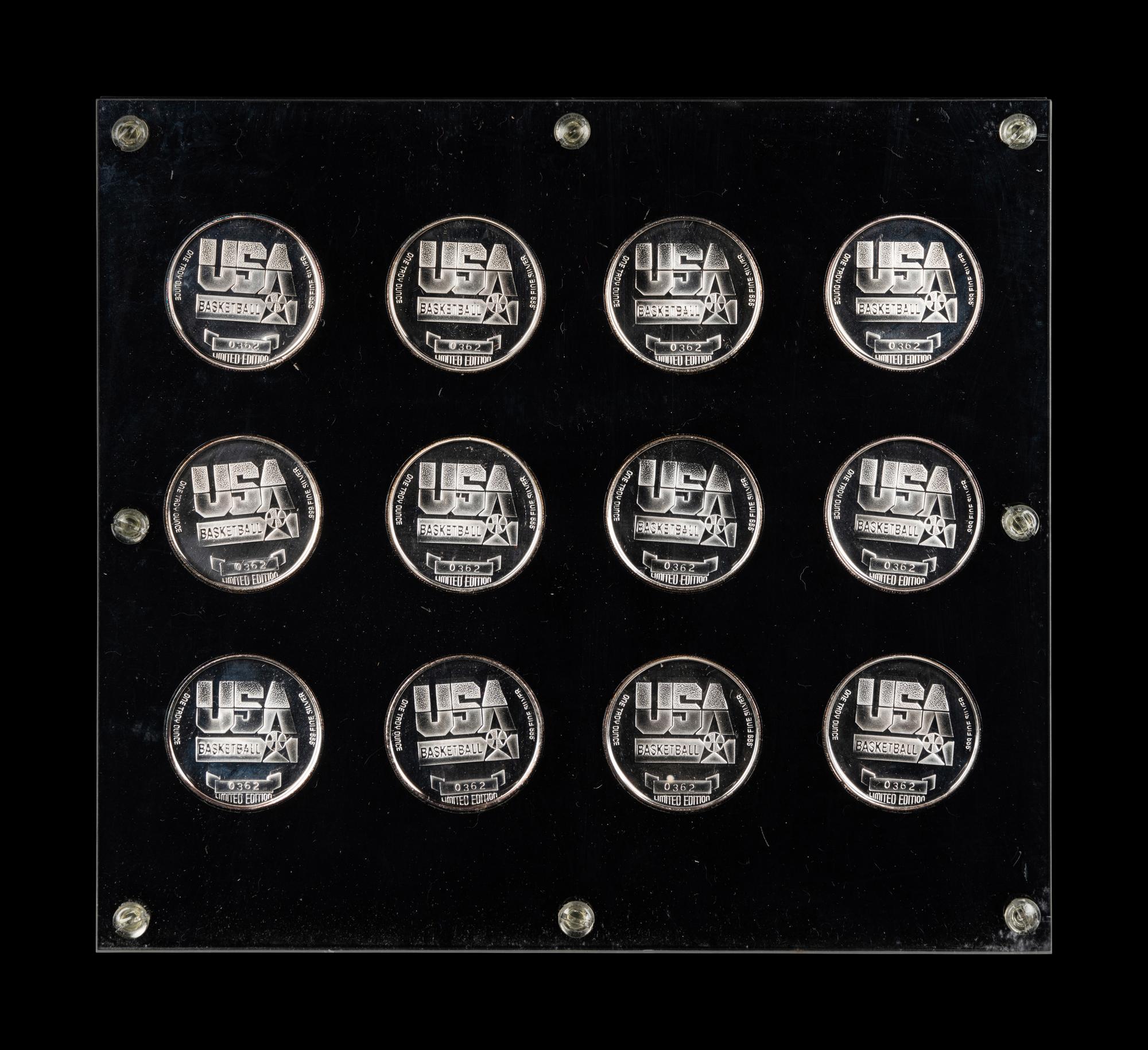 A Matched Number Set of 1992 United States Olympic Basketball Dream Team Silver Coins,