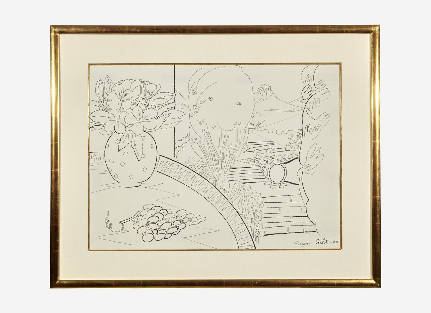 Paysage Grec avec Grappe de Raisin and Bouquet d’hibiscus Dans le Jardin , 1990 (a pair of works)