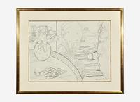 Paysage Grec avec Grappe de Raisin and Bouquet d’hibiscus Dans le Jardin , 1990 (a pair of works)