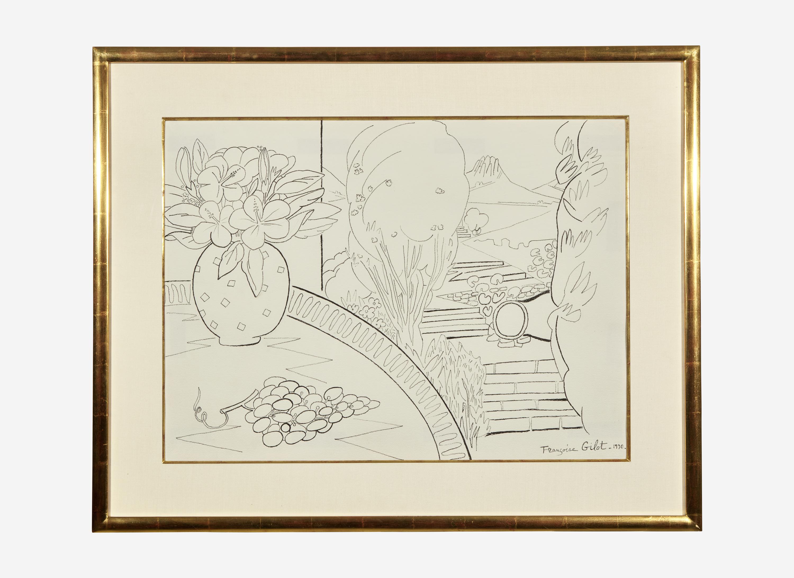 Paysage Grec avec Grappe de Raisin and Bouquet d’hibiscus Dans le Jardin , 1990 (a pair of works)