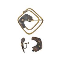 ART SMITH, MODERNIST, COPPER AND BRASS BROOCH AND EARRINGS