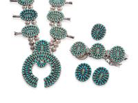 Zuni Silver and Petit Point Turquoise Cluster Suite