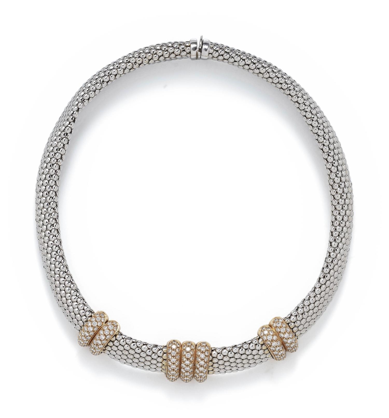 BICOLOR GOLD AND DIAMOND COLLAR NECKLACE