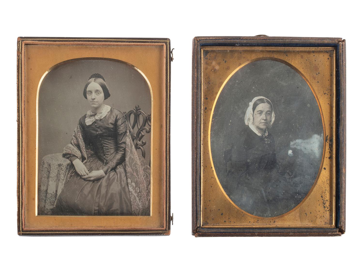 [EARLY PHOTOGRAPHY]. A group of 9 half plate daguerreotypes of women, including: