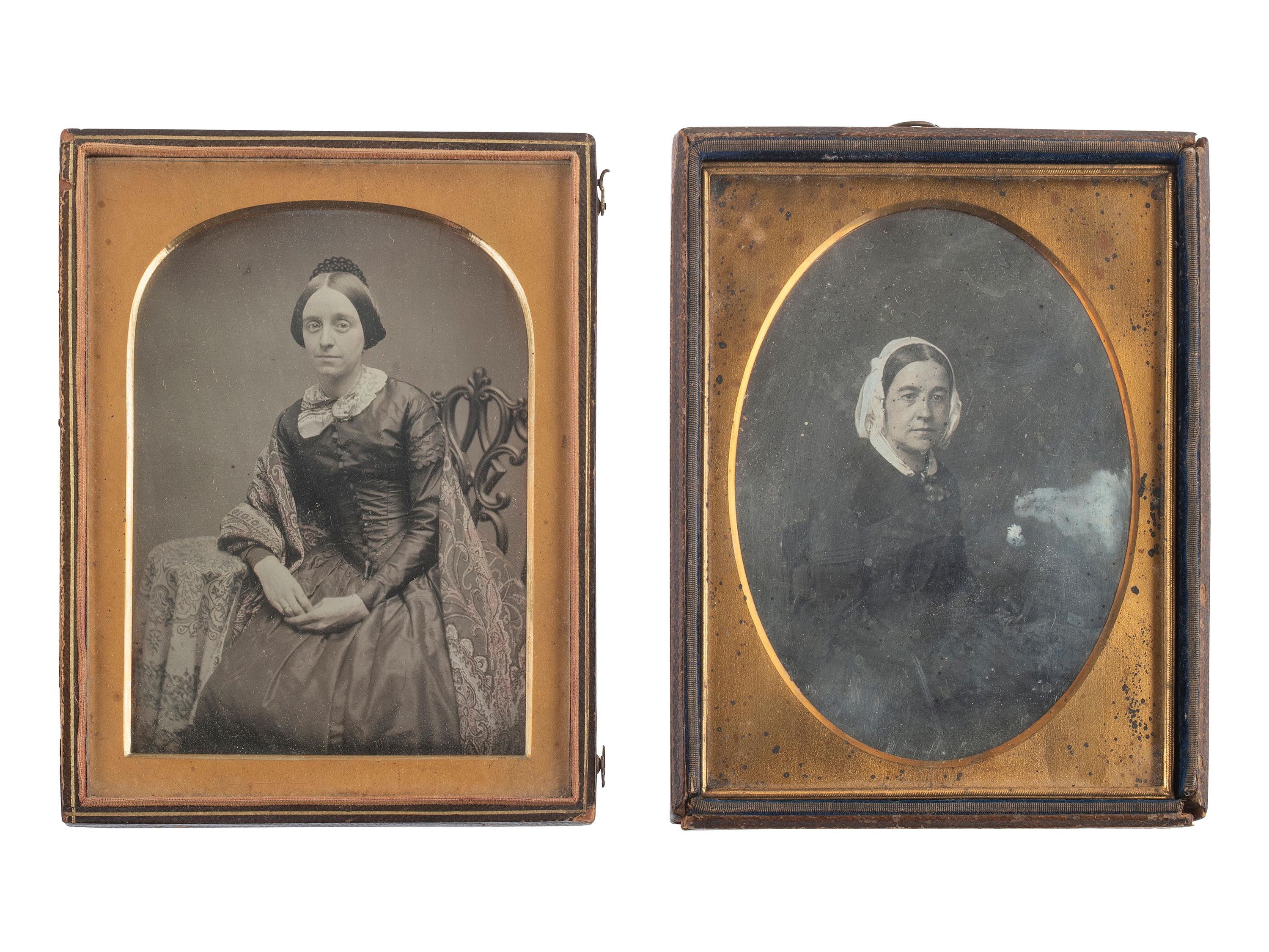 [EARLY PHOTOGRAPHY]. A group of 9 half plate daguerreotypes of women, including:
