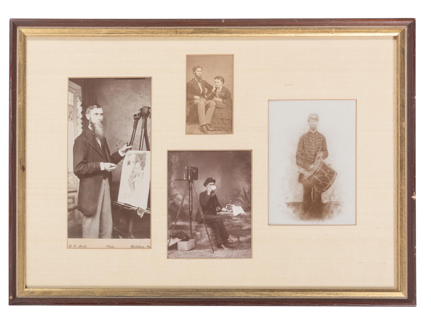 [CIVIL WAR]. A group of 4 photographs of Civil War drummer Newton Heston Mack, 153rd Pennsylvania Infantry, including Civil War and occupational views.