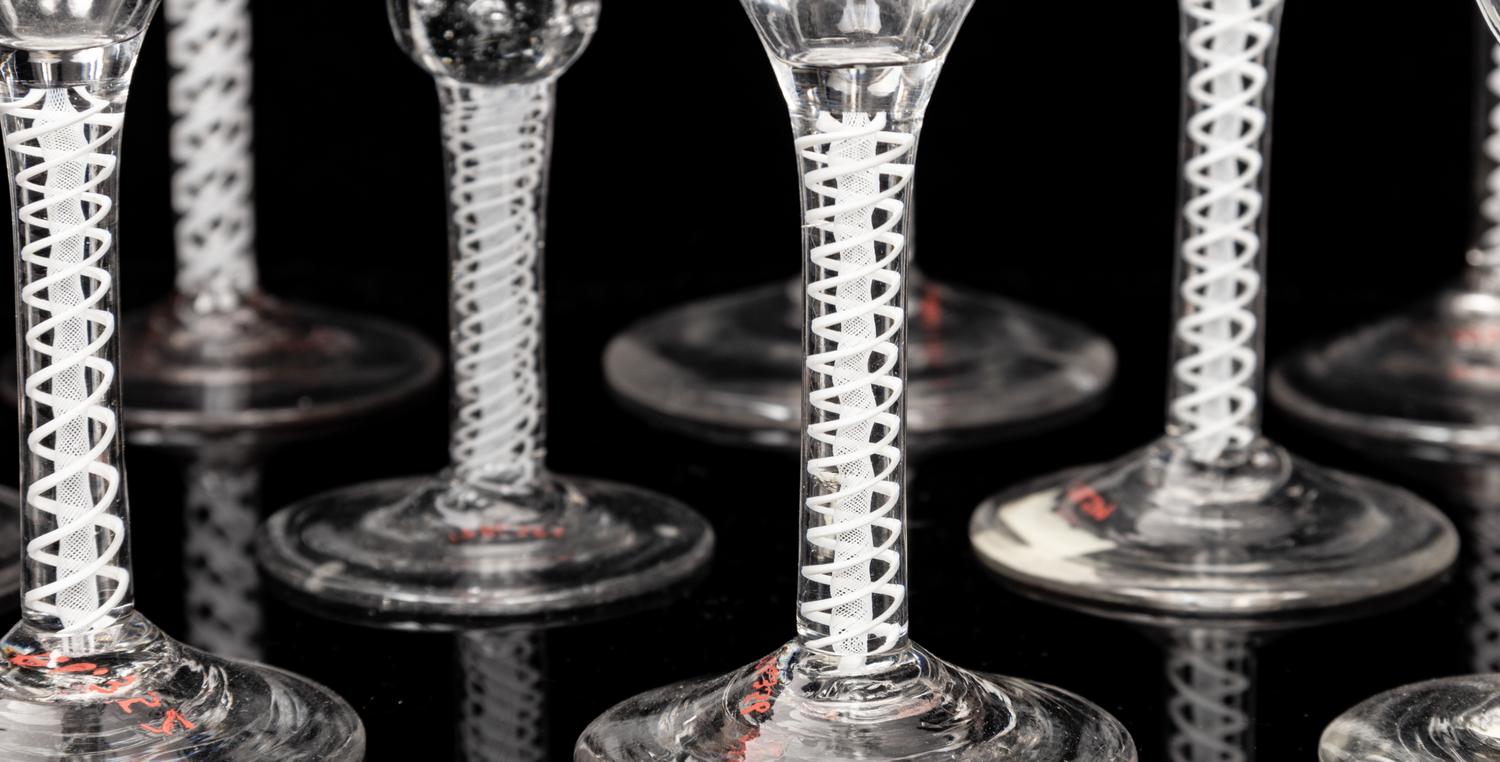 A Group of Twelve English Glass Wine Stems