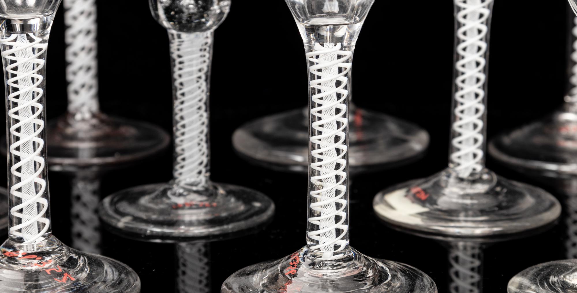 A Group of Twelve English Glass Wine Stems