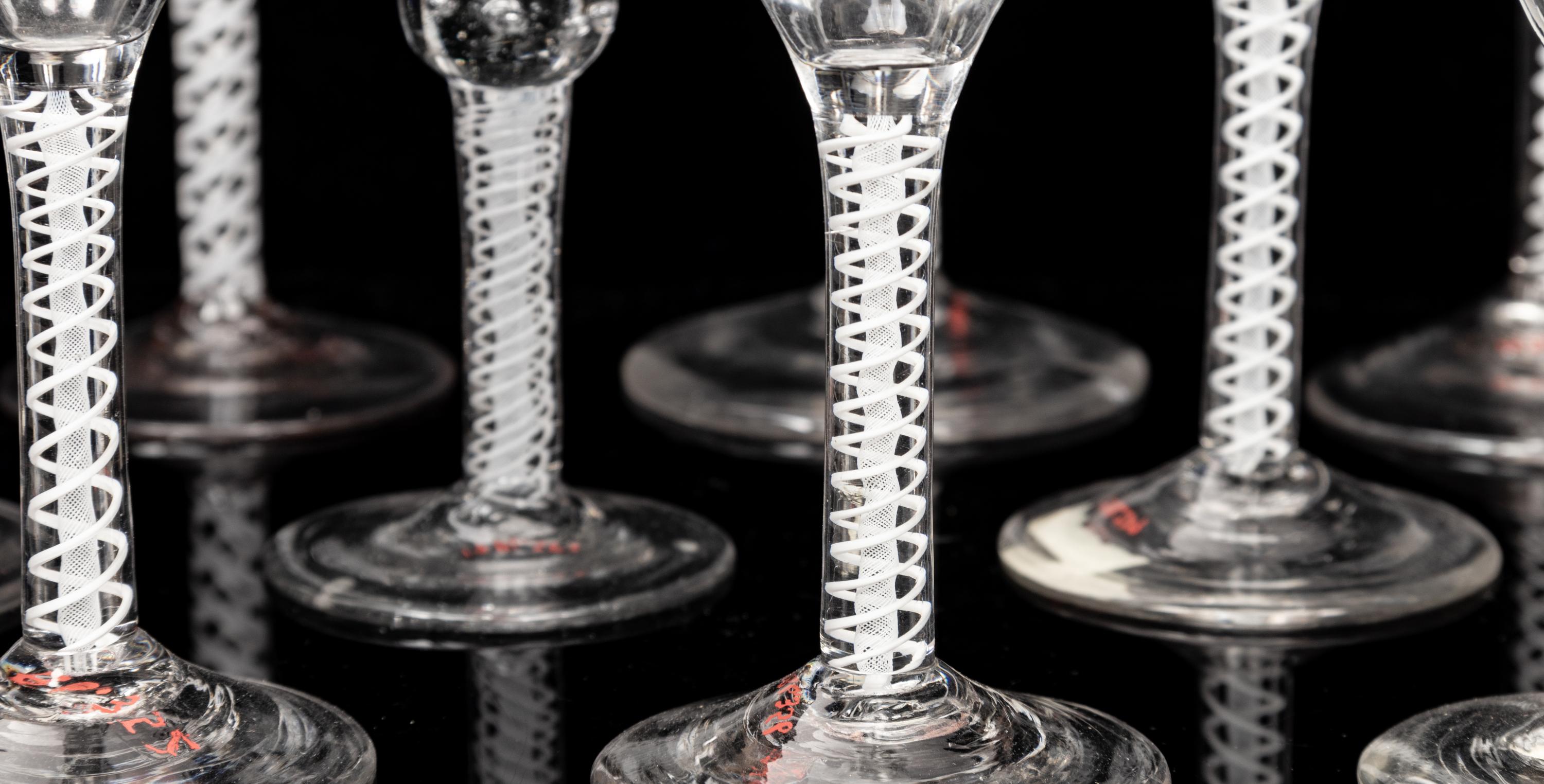 A Group of Twelve English Glass Wine Stems