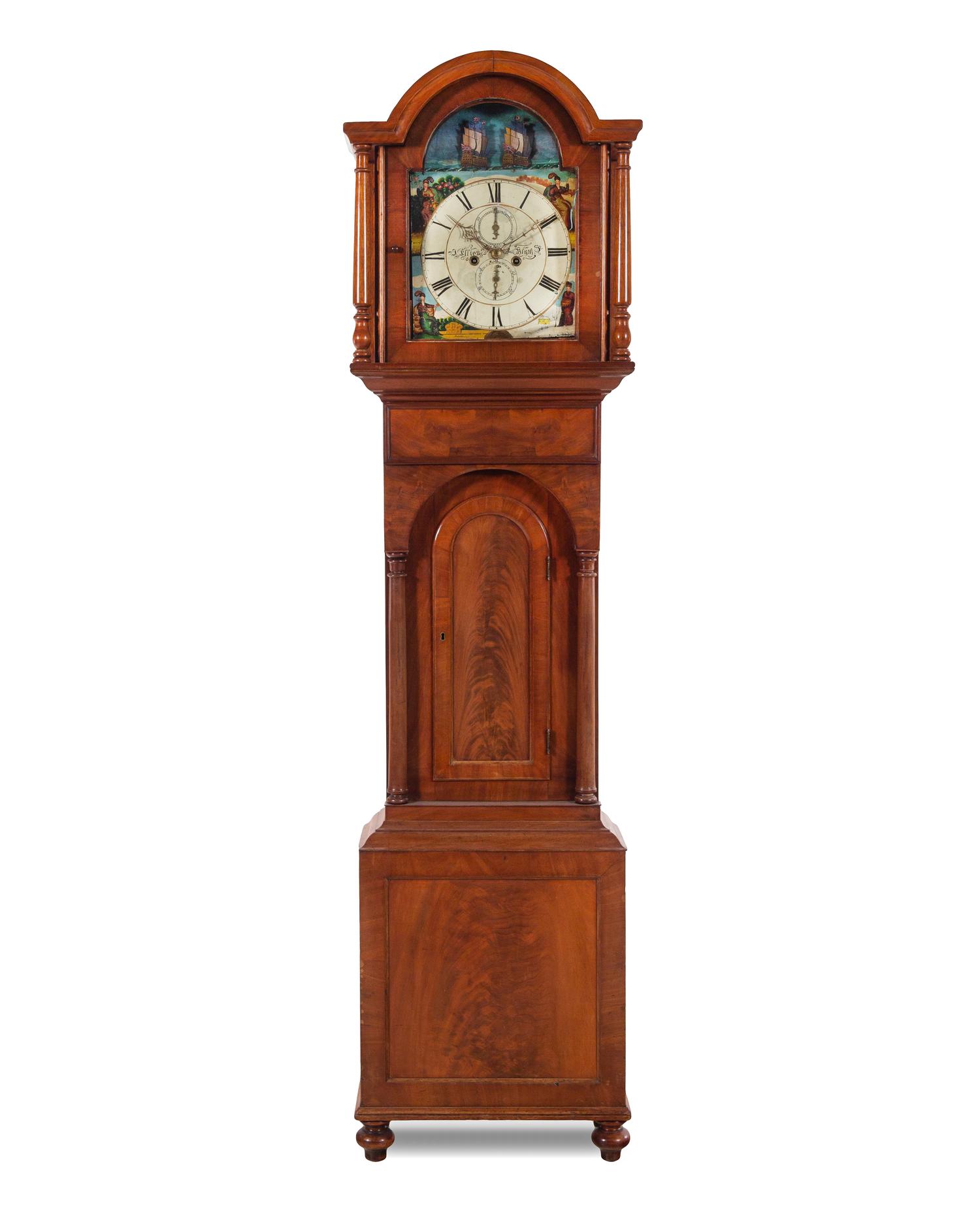 An English Mahogany Tall Case Clock