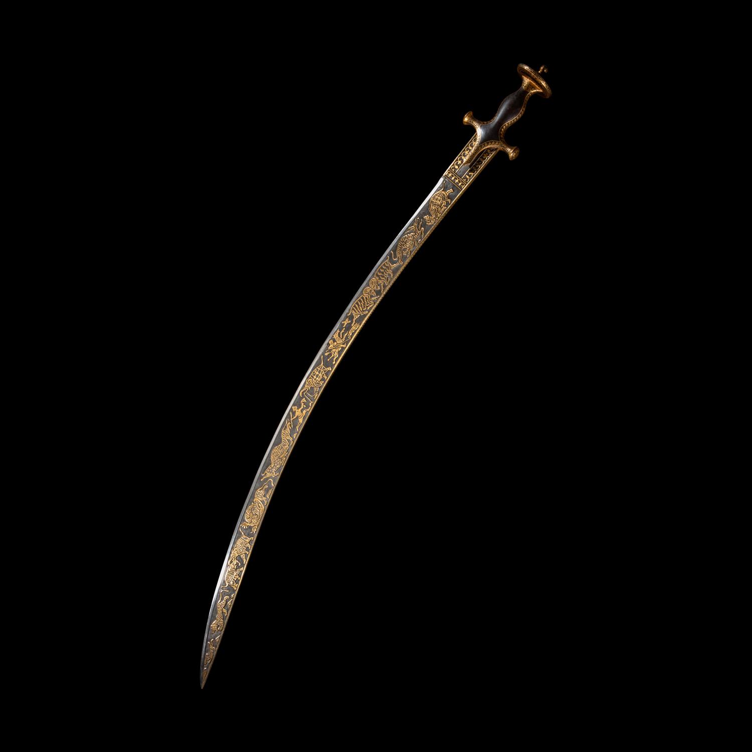 A Mughal Gold Koftgari Steel Sword