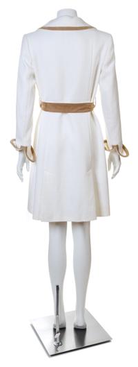 A Valentino Roma White Cotton Coat, Size 8; Belt: 62" x 1.75".