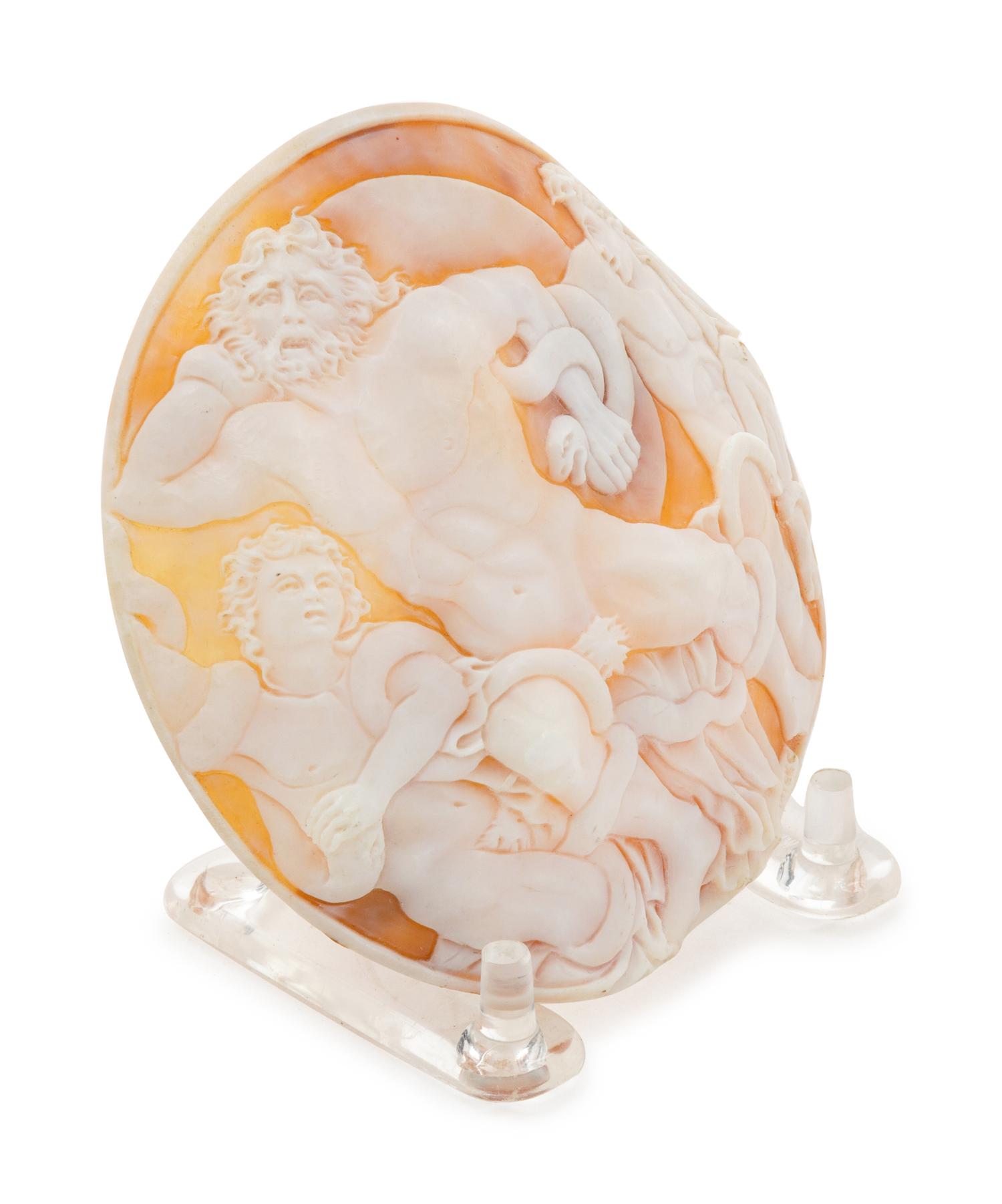 A Shell Cameo Depicting Laocoön and His Sons