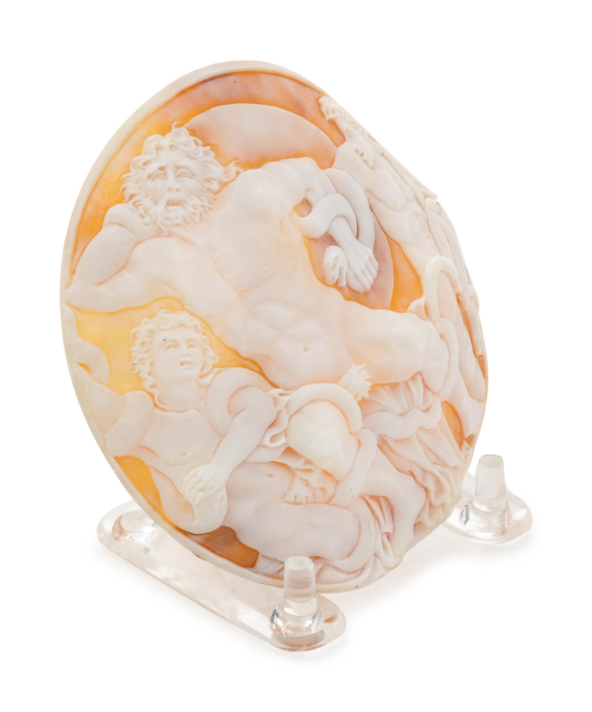 A Shell Cameo Depicting Laocoön and His Sons