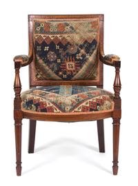 A Regency Inlaid Mahogany Open Armchair Height 33 1/4 inches. — 19TH CENTURY