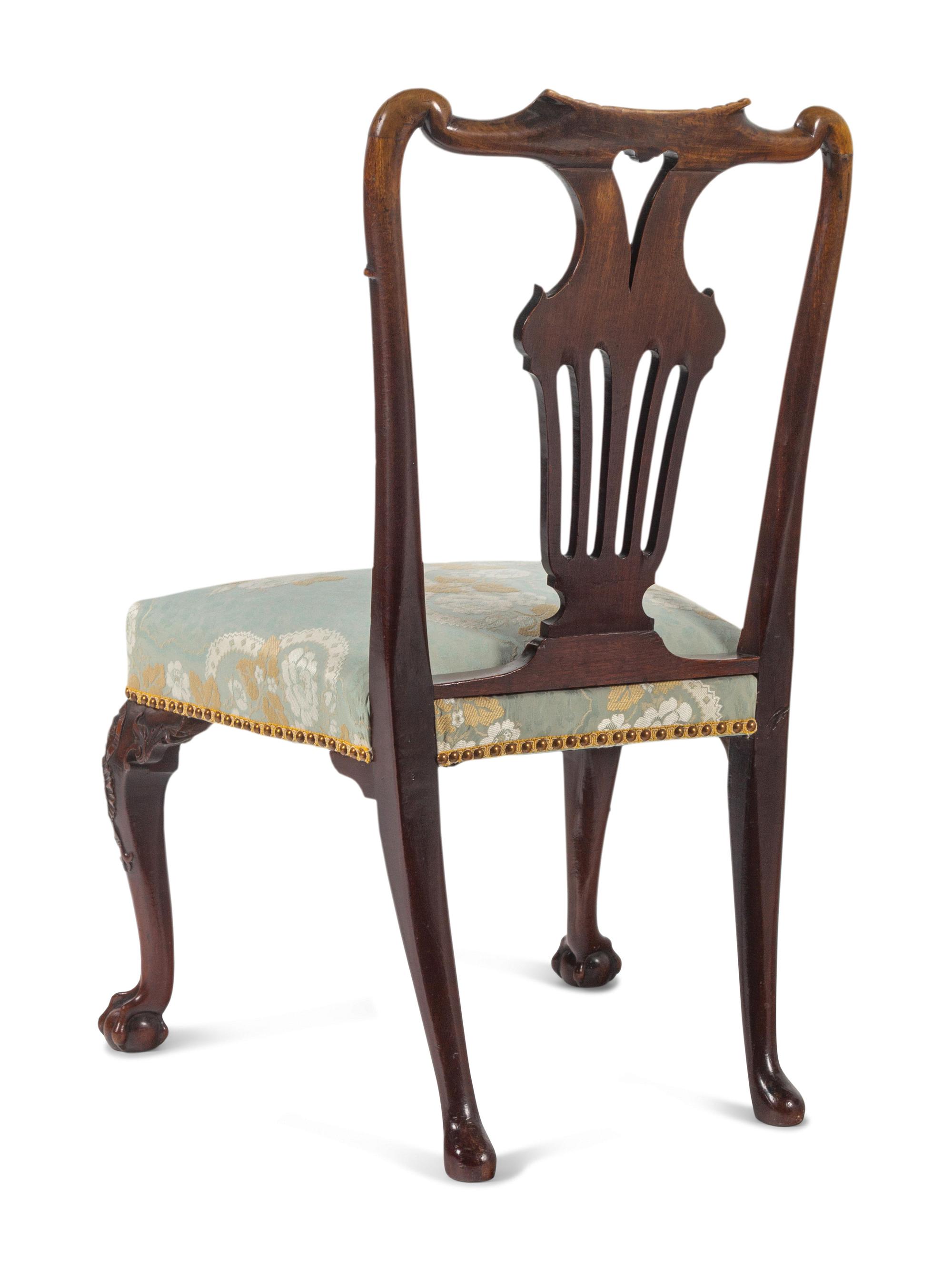 A Pair of George II Carved Mahogany Side Chairs