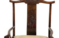 A Pair of Chinese Hardwood Ming Style Yok Back Armchairs