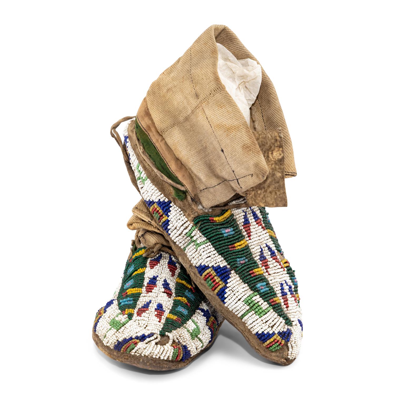 Sioux Child's Beaded Hide Moccasins