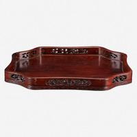 A Chinese carved hardwood floriform tray 硬木雕托盘 Qing Dynasty ?