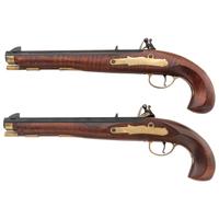 Cased Pair of Pedersoli Flintlock Kentucky Pistols with Accoutrements