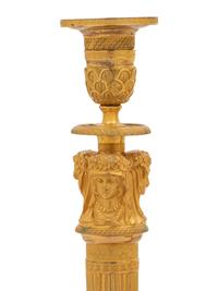 A Pair of Empire Gilt Bronze Candlesticks