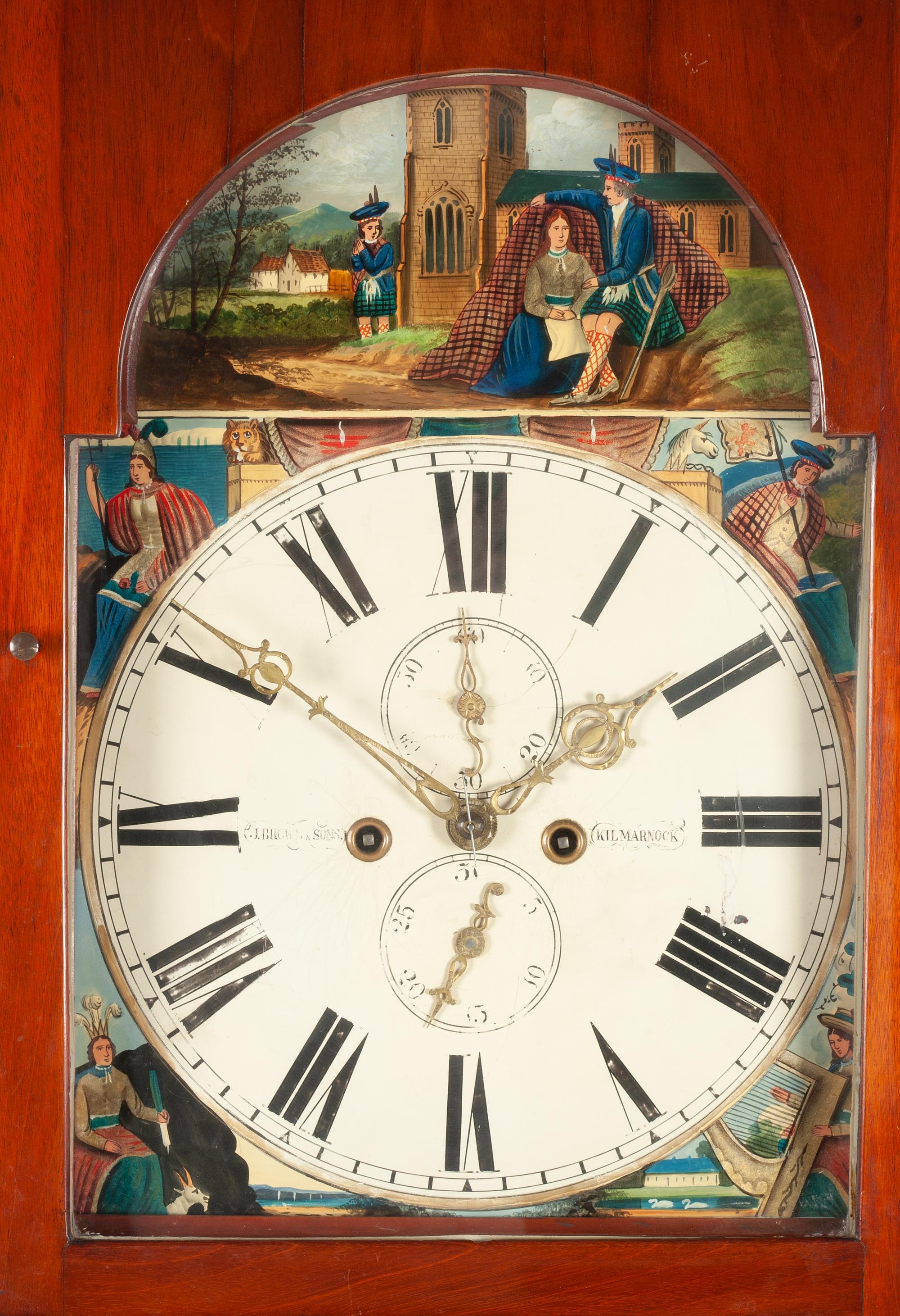 A Scottish Mahogany Tall Case Clock Height 86 x width 21 1/2 x depth 11 inches. — J. BROWN AND SONS, KILMARNOCK, 19TH CENTURY