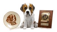 Three Saint Bernard Articles Height of tallest 13 inches.
