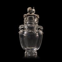 A Chinese Rock Crystal Vase and Cover, 19th-20th Century 晚清民國 水晶活環耳賞瓶