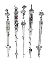 A Collection of Five Russian Silver Yads