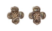 A Pair of Sterling Silver Dogwood Earclips, Tiffany & Co., 9.50 dwts.