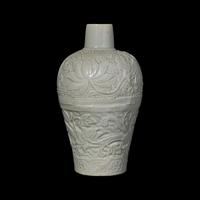 A Chinese Molded Qingbai Style Vase, Meiping 青白釉刻蓮紋梅瓶