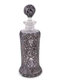 Nine Silver and Silver-Plate Overlay Glass Perfume Bottles and Cruets