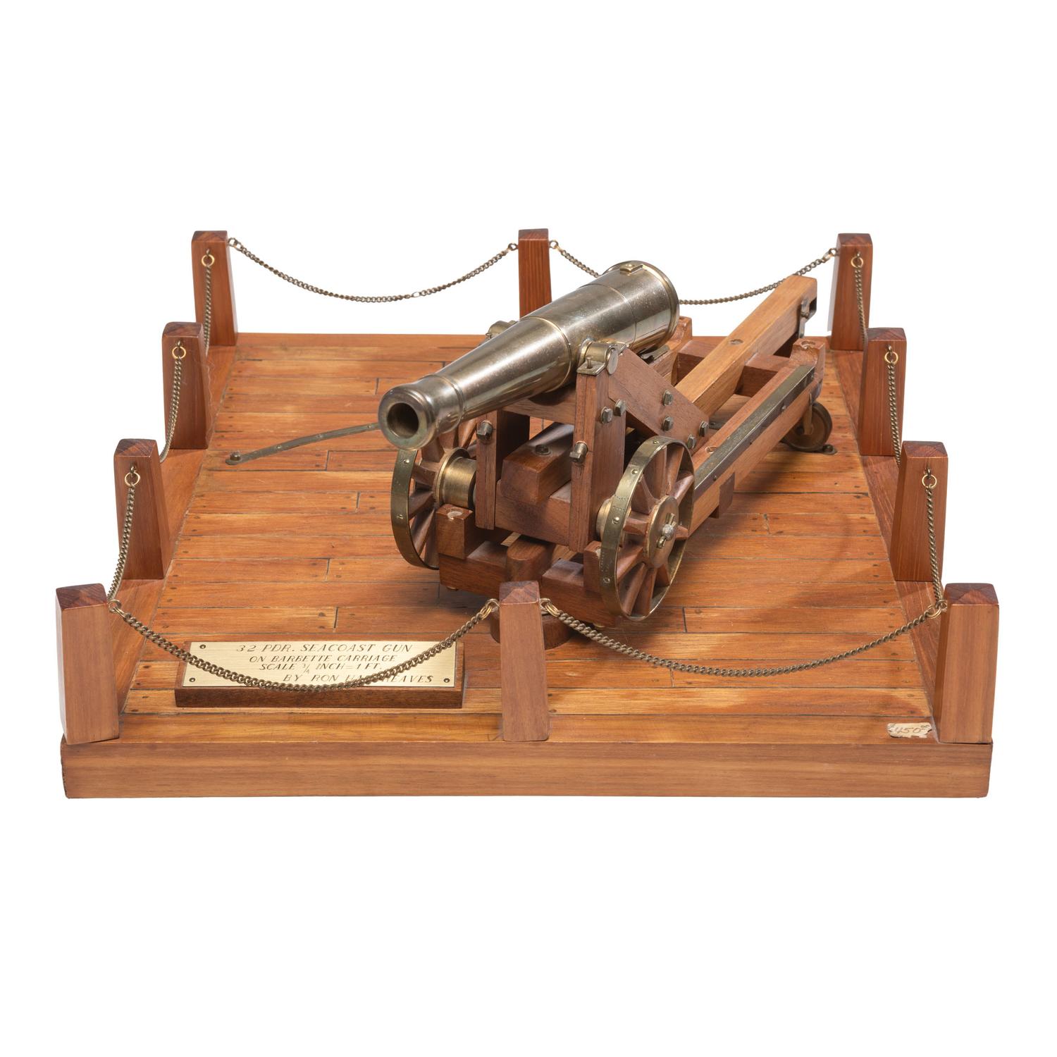 One Sixteenth Scale Replica Sea Coast Gun on Carriage by Ron Hargreaves