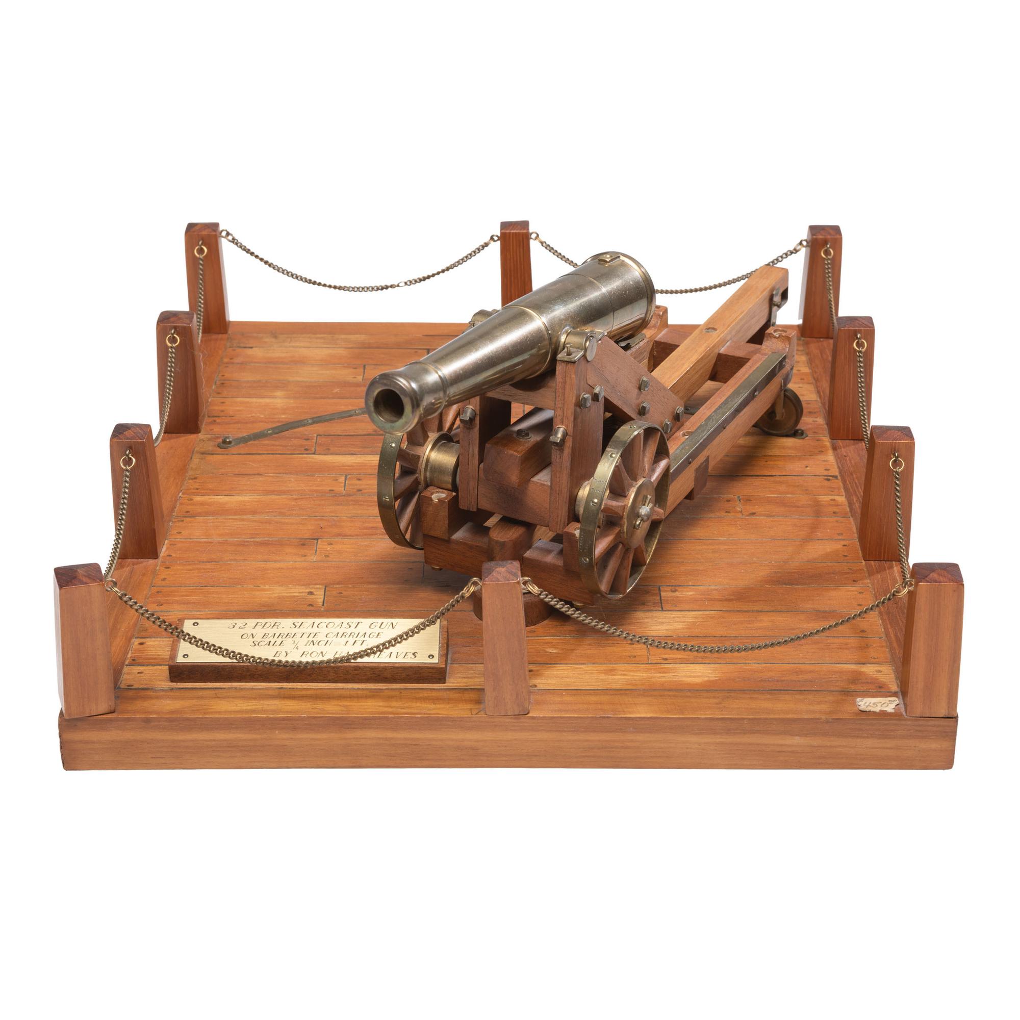 One Sixteenth Scale Replica Sea Coast Gun on Carriage by Ron Hargreaves