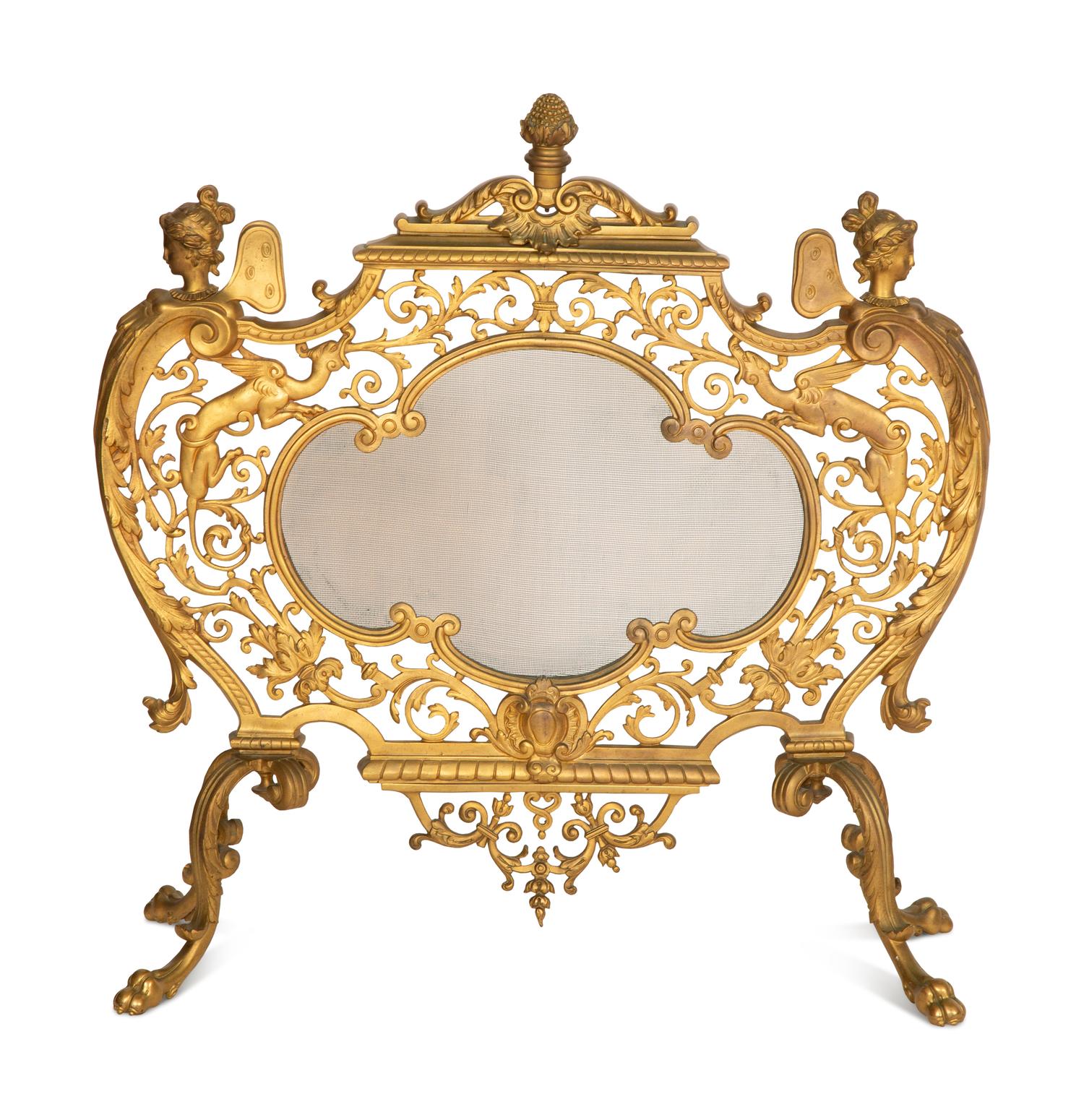 A Rococo Style Gilt Bronze Fire Screen — Late 19th/Early 20th Century
