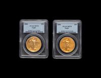 Two 2006 Gold Eagle $50 Coins (PCGS MS70)