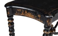A Pair of English Black and Gilt-Japanned Console Tables