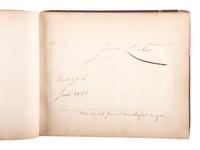 [CIVIL WAR]. Autograph book identified to Lucritia Taft Flagg, featuring signatures of assorted 19th-century figures including D.L. MOODY, Lewis CASS, Charles SUMNER, William H. SEWARD, and others.