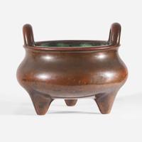 A Chinese patinated bronze tripod censer 铜香炉一颗 Xuande mark, 18th century or earlier ??? ???????