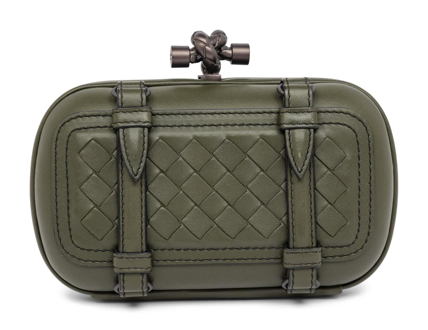 Bottega Veneta, Olive Green Buckled Knot Clutch